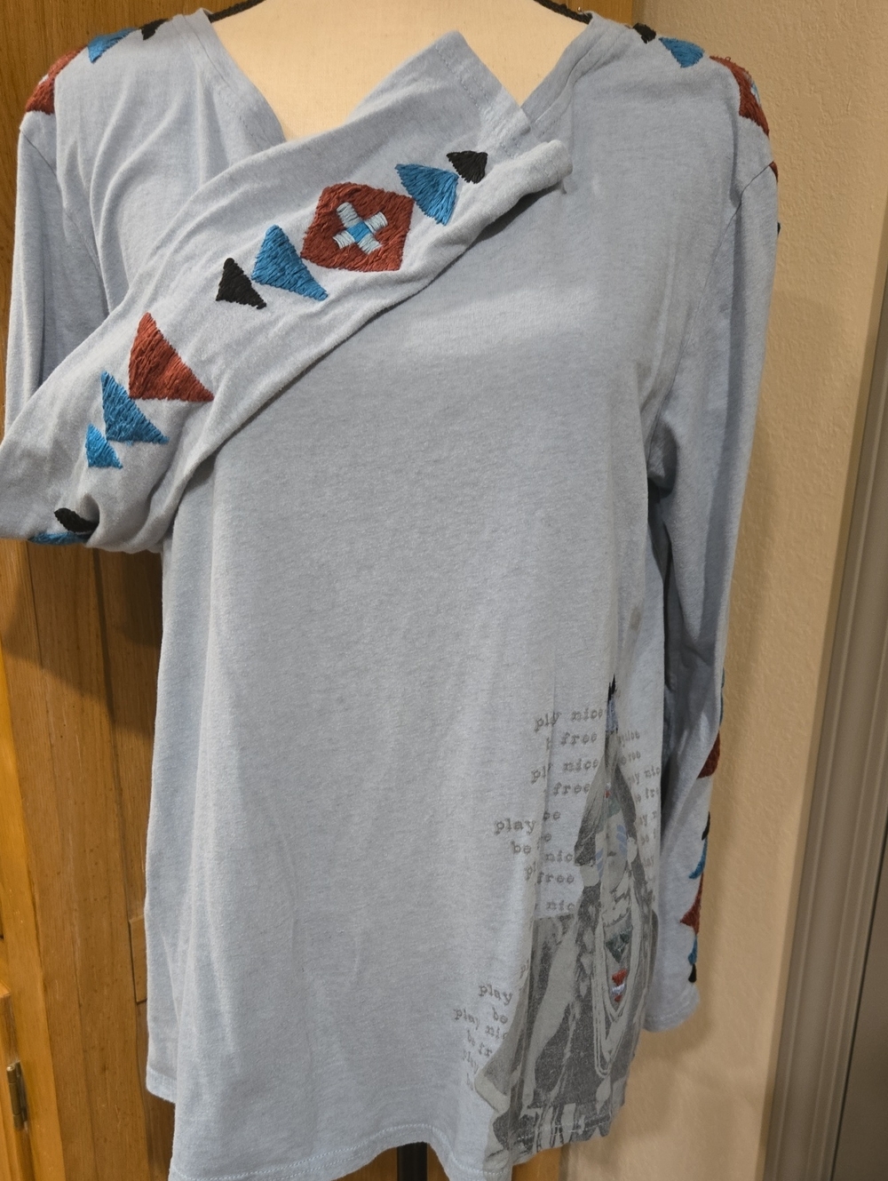 Double D Ranch Light Blue Embroidered Top